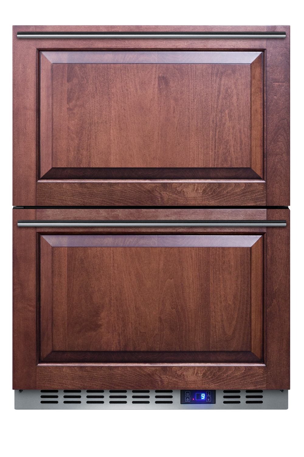 Built-in undercounter two-drawer all-refrigerator in complete stainless steel with panel-ready drawer fronts